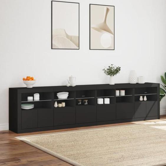 Buffet - MOTHINESSTO - Modèle Qqmora - Noir - Bois dingénierie - Éclairage LED RGB