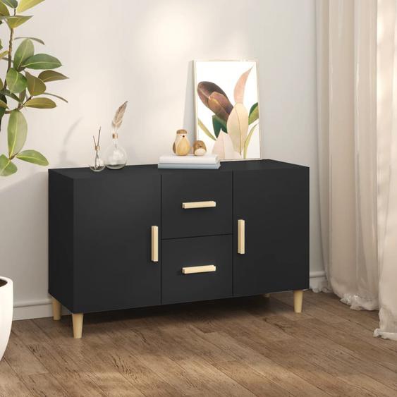 Buffet noir 100x36x60 cm bois dingénierie