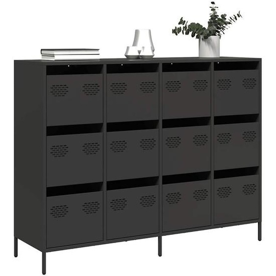 Buffet noir 135x39x103,5 cm acier laminé à froid