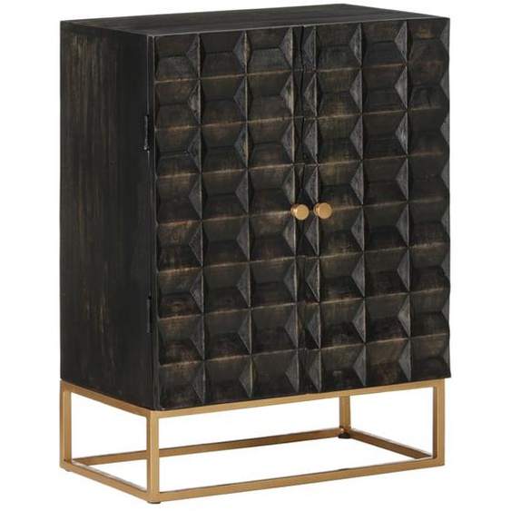 Buffet Noir 55x34x75 cm Bois massif de manguier et fer