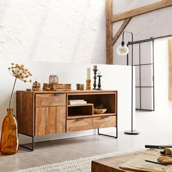 Buffet Nook 145 cm Sheesham naturel 1 porte 2 tiroirs, Buffets