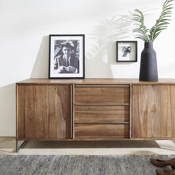 Buffet Odon 175x45 cm teck nature 2 portes 3 tiroirs, Buffets