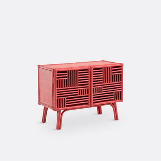Buffet rouge en rotin 2 portes Kaguya
