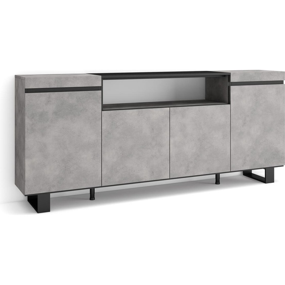 Buffet salon et cuisine, 200x35x87cm, 4 Portes, Ciment
