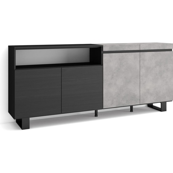 Buffet salon et cuisine, 200x35x87cm, 4 Portes, Ciment