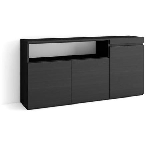 Buffet, Bahut, Enfilade, 150x35x75cm, 3 Portes, Noir, RF2508