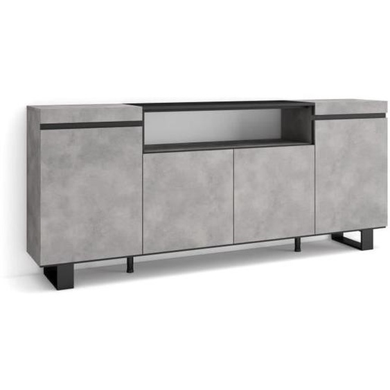 Buffet, Bahut, Enfilade, Meuble de Séjour, 200x35x87cm, Ciment, RF2285