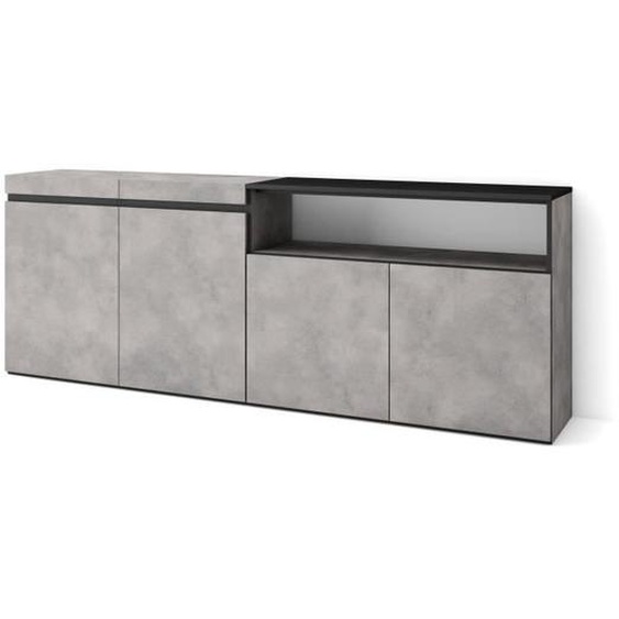 Buffet, Bahut, Enfilade, Meuble de Séjour, 200x75x35cm, Ciment, RF2371