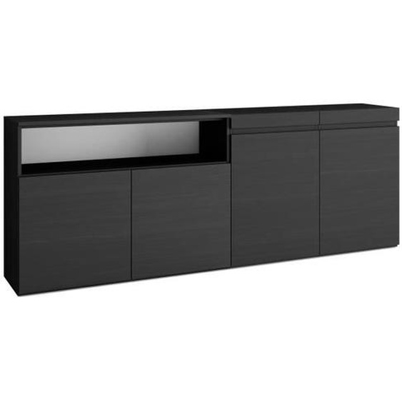Buffet, Bahut, Enfilade, Meuble de Séjour, 200x35x75cm, Noir, RF2383