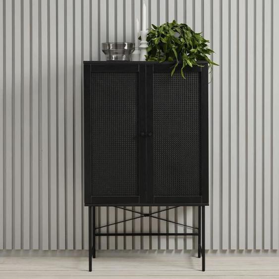 Buffet vaisselier - MAISON AUBERTIN - Manarola - Cannage noir - 2 portes - Style contemporain