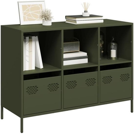 Buffet vert olive 101,5x39x73,5 cm acier laminé à froid