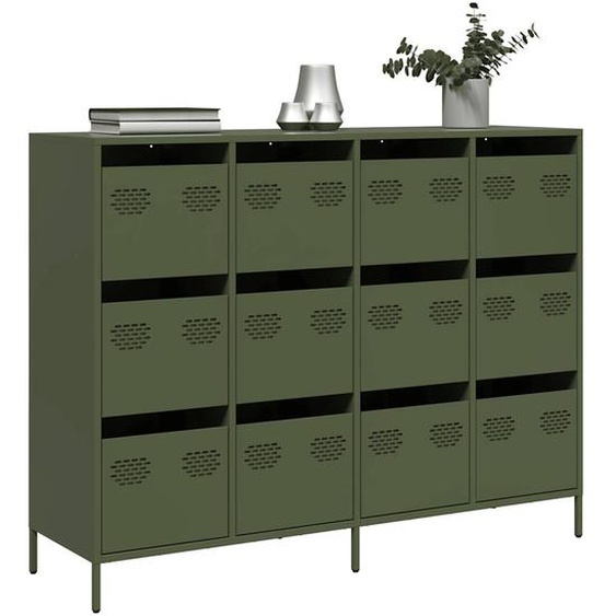 Buffet vert olive 135x39x103,5 cm acier laminé à froid