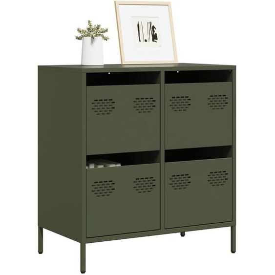 Buffet vert olive 68x39x73,5 cm acier laminé à froid