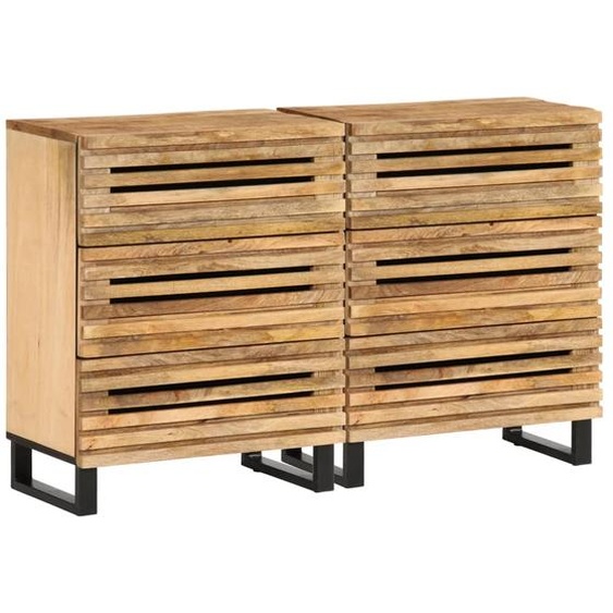 Buffets 2 pcs 60x34x75 cm bois de manguier massif brut