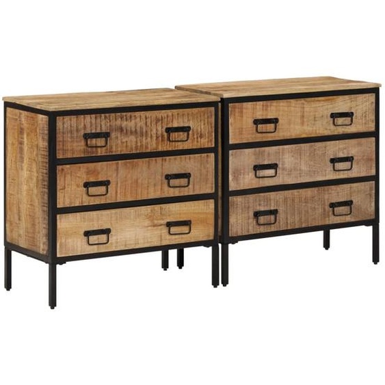 Buffets 2 pcs 70x35x70 cm bois de manguier brut massif