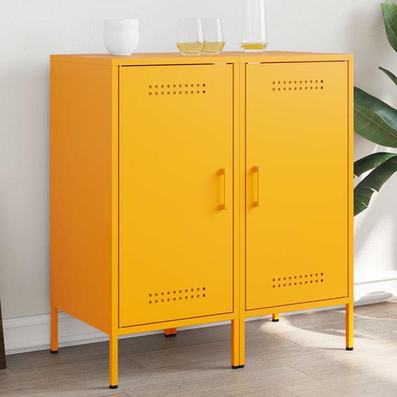 Buffets 2 pcs jaune moutarde 36x39x79 cm acier