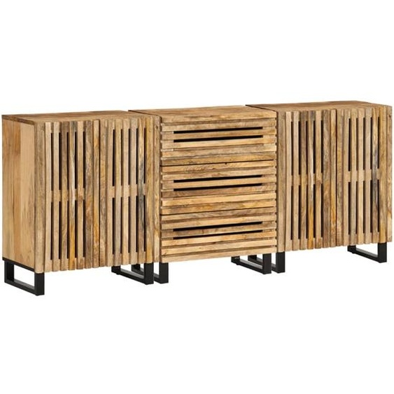 Buffets 3 pcs 60x34x75 cm bois de manguier massif brut