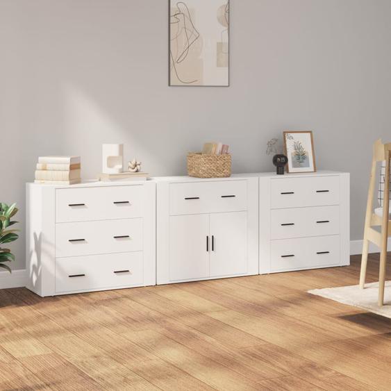 Buffets 3 pcs Blanc Bois dingénierie