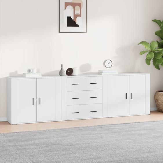 Buffets 3 pcs Blanc Bois dingénierie