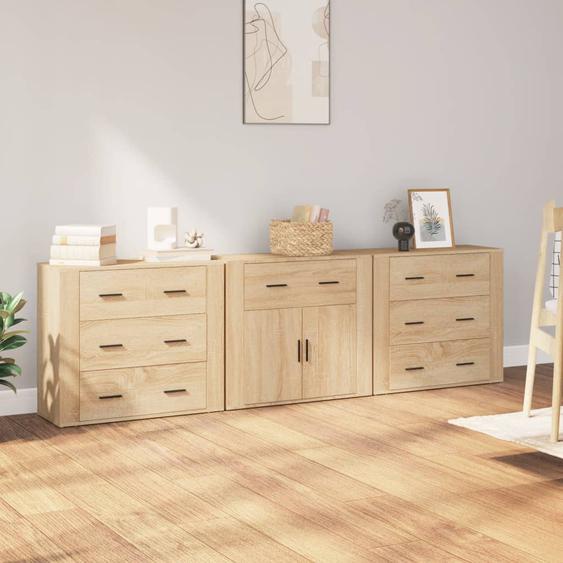 Buffets 3 pcs Chêne sonoma Bois dingénierie