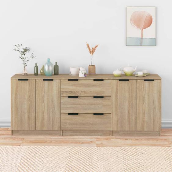 Buffets 3 pcs Chêne sonoma Bois dingénierie