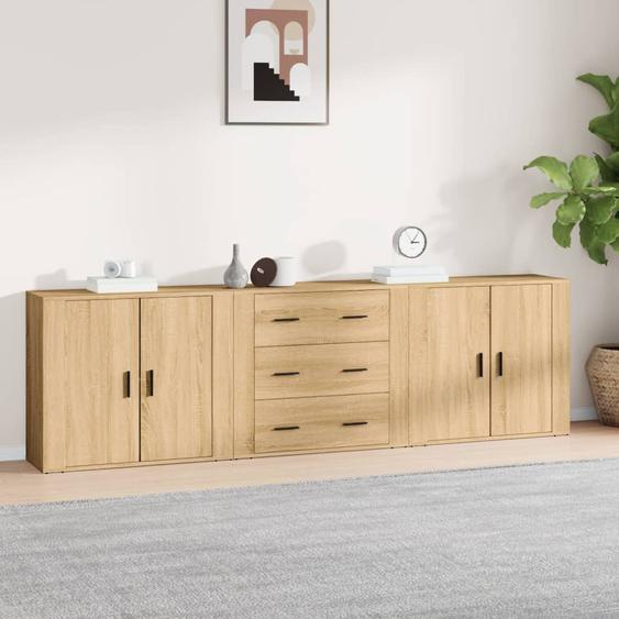 Buffets 3 pcs Chêne sonoma Bois dingénierie