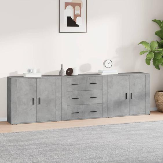 Buffets 3 pcs gris béton bois dingénierie