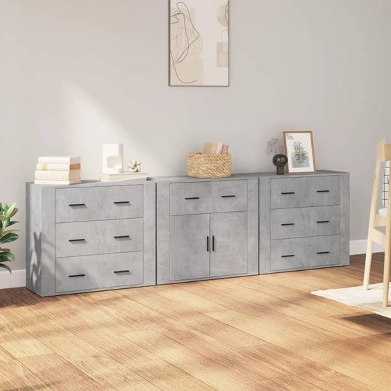 Buffets 3 pcs gris béton bois dingénierie