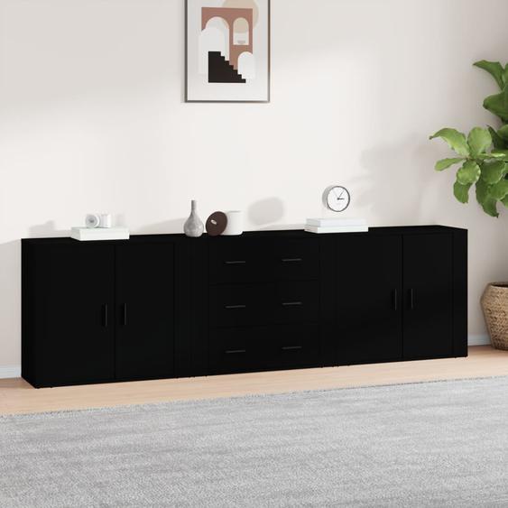 Buffets 3 pcs noir bois dingénierie