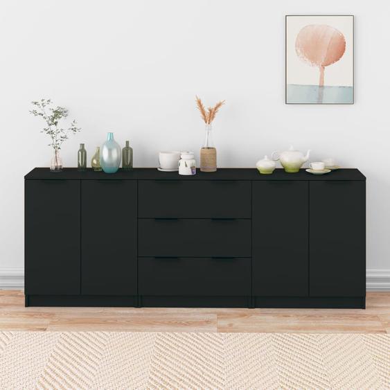Buffets 3 pcs noir bois dingénierie