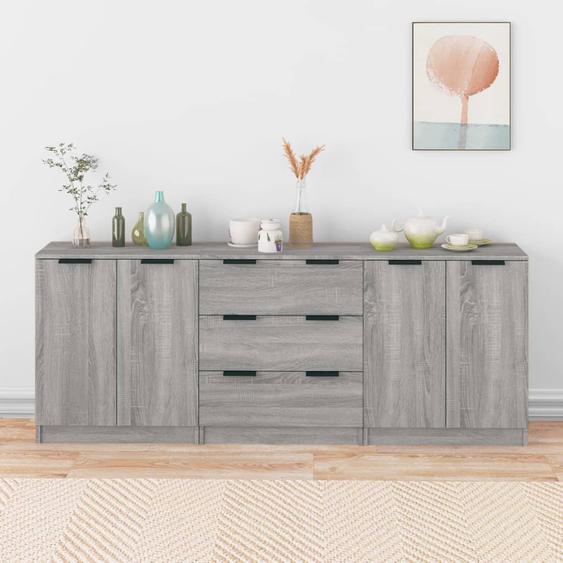 Buffets 3 pcs Sonoma gris Bois dingénierie