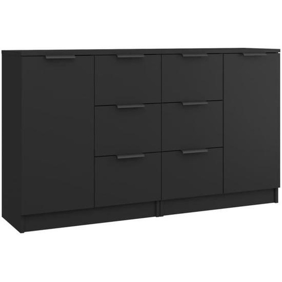 Buffets - Bois dingénierie - Noir - 2 portes - 60x30x70 cm