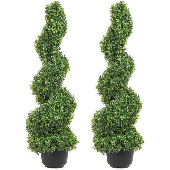 Buis Topiaire Artificiel - VEVOR - Topiaire Artificielle Spirale 2 Plantes Déco 91cm 10 Feuilles Remplaçables