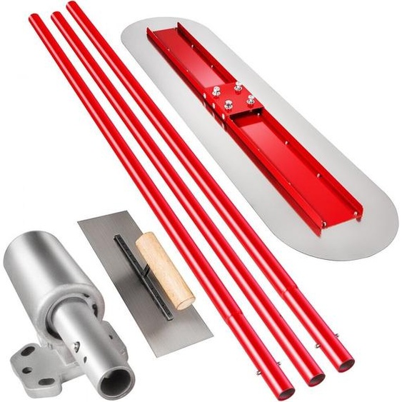 Bullenschwimmer Flotteur à béton 1200x300 mm - Jeu complet doutils à béton - Longueur de manche 3x1,8 m - Truelle de lissage en acier - Aide à la construction réglable au sol