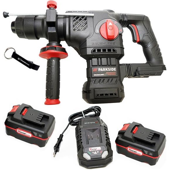 Bundle HEADNMORE® - PARKSIDE PERFORMANCE® Marteau combiné sans fil 20V PKHAP 2058 A1 + porte-clés HEADNMORE® (batterie 2x4Ah incluse)