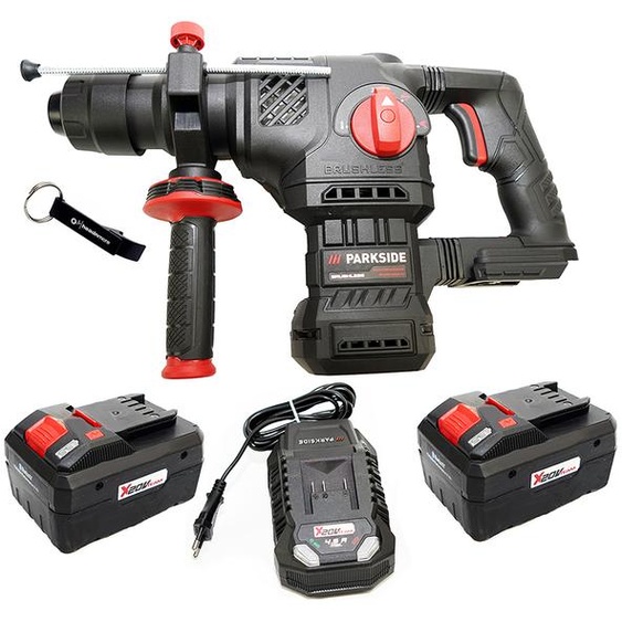 Bundle HEADNMORE® - PARKSIDE PERFORMANCE® Marteau combiné sans fil 20V PKHAP 2058 A1 + porte-clés HEADNMORE® (batterie 2x8Ah incluse)