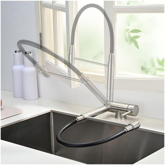 BuntHaus Robinet Cuisine Rabattable Mitigeur Cuisine sous Fenêtre Pliable Mitigeur Evier Cuisine Rotatif à 360° en Acier Inoxydable 304 Brossé