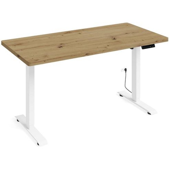 Bureau à hauteur réglable électrique BIMOTION 1S 140x70x3,2 cm BLANC/CHÊNE ARTIFICIEL