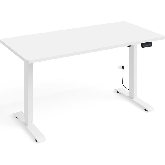 Bureau à hauteur réglable électrique BIMOTION 1S 140x70x3,2 cm CADRE BLANC/BLANC MAT