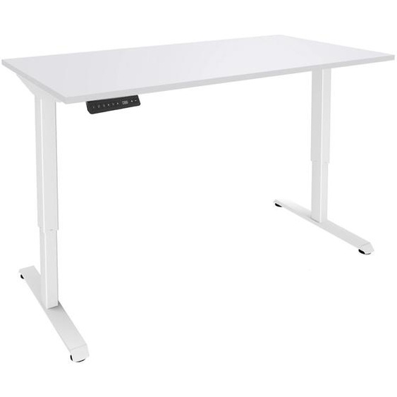 Bureau Actual assis-debout 2 - Réglage électrique en hauteur - L.140 x P.80 cm - Plateau Blanc - Pieds métal Blanc