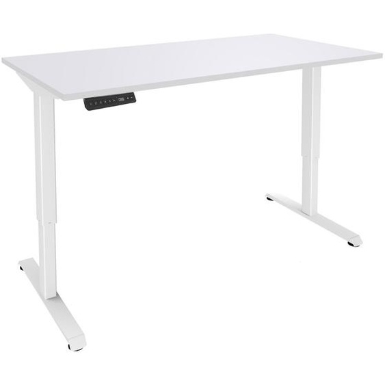 Bureau Actual assis-debout 2 - Réglage électrique en hauteur - L.140 x P.80 cm - Plateau Blanc - Pieds métal Blanc