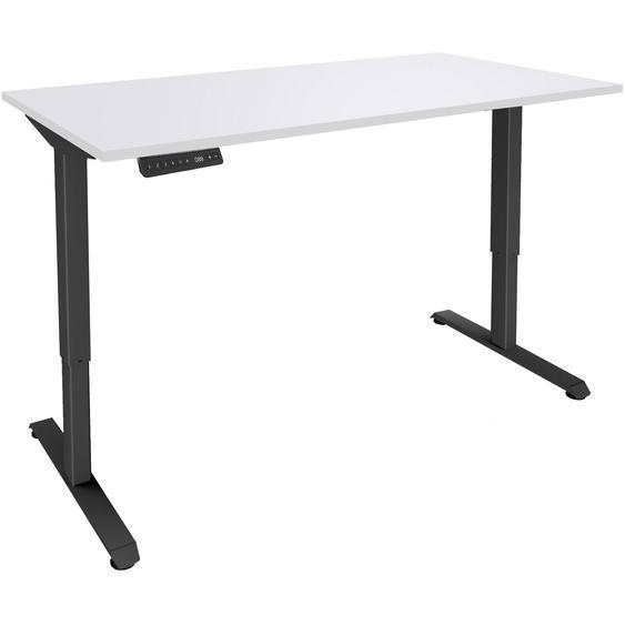 Bureau Actual assis-debout 2 - Réglage électrique en hauteur - L.140 x P.80 cm - Plateau Blanc - Pieds métal Carbone