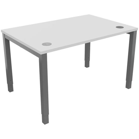 Bureau ajustable en hauteur Burocolor avec obturateurs - L.120 x P.80 cm - Plateau Blanc - Pieds Aluminium