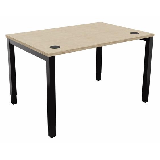 Bureau ajustable en hauteur Burocolor avec obturateurs - L.120 x P.80 cm - Plateau Chêne - Pieds Noir