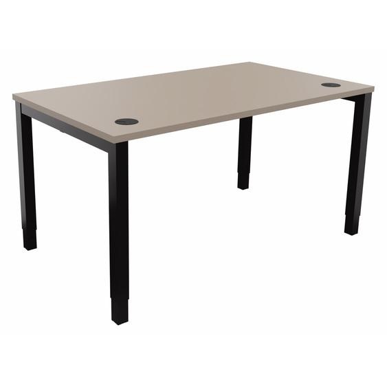 Bureau ajustable en hauteur Burocolor avec obturateurs - L.140 x P.80 cm - Plateau Argile - Pieds Noir