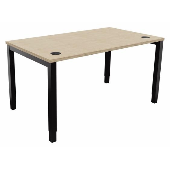 Bureau ajustable en hauteur Burocolor avec obturateurs - L.140 x P.80 cm - Plateau Chêne - Pieds Noir