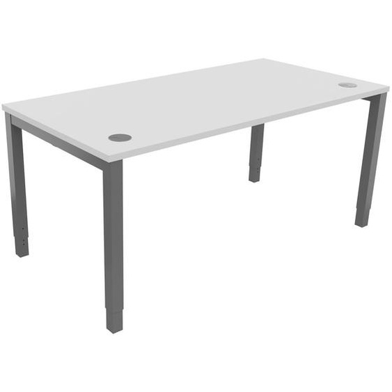 Bureau ajustable en hauteur Burocolor avec obturateurs - L.160 x P.80 cm - Plateau Blanc - Pieds Aluminium