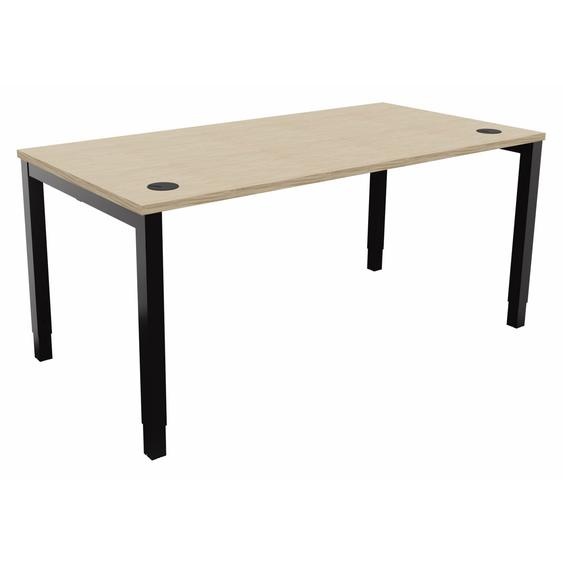 Bureau ajustable en hauteur Burocolor avec obturateurs - L.160 x P.80 cm - Plateau Chêne - Pieds Noir