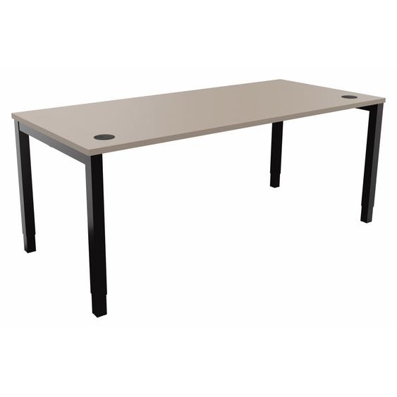 Bureau ajustable en hauteur Burocolor avec obturateurs - L.180 x P.80 cm - Plateau Argile - Pieds Noir