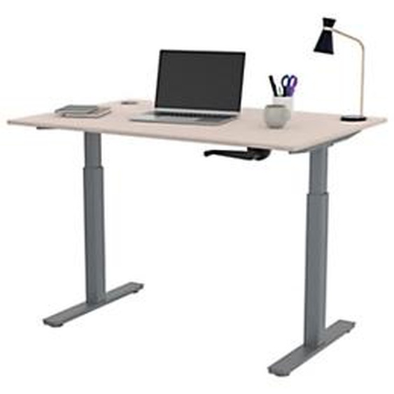 Bureau Assis-Debout Activo à Manivelle L.120 x P.80 cm - Plateau Argile avec obturateurs - Pieds métal Gris